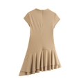 thumbnail image 3 of HH TRAF Mujeres Diseño Chic Caqui Capas Decorativas Mono Corto Vestido Delgado Femenino Sexy Elegante Plisado Mini Vestido de Calle, 3 of 4