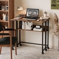 thumbnail image 4 of Ktaxon Wood Folding Computer Desk Office Laptop PC Work Table Home Drawer & Keyboard Tray, Brown, 4 of 6