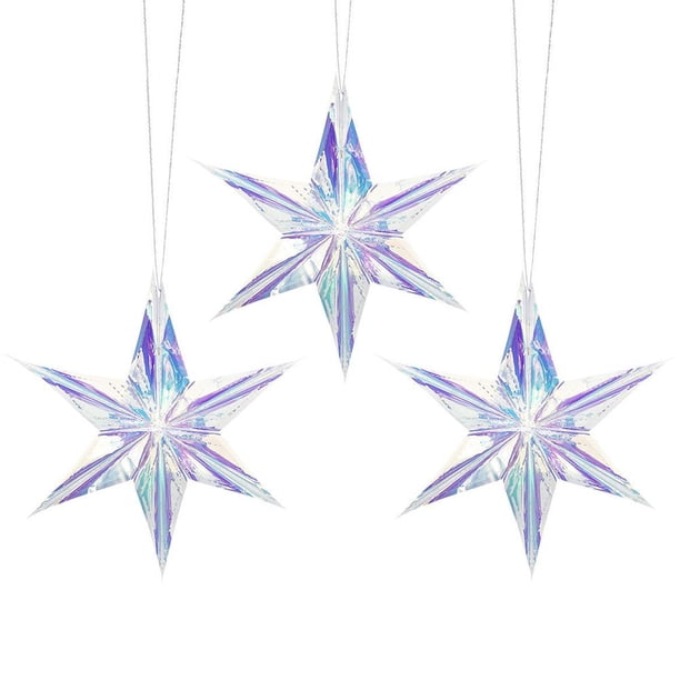 Estrella De 6 Puntas Estrella Hexagonal Colgante Iridiscente Para Decoración De Fiesta De Cumpleaños De Boda 3 Uds Adornos Guardurnaity HA036198-00