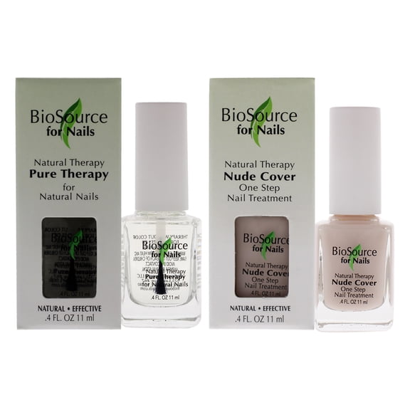 BioSource Natural Therapy Pure Therapy and Nude Cover Kit , 2 Pc Kit 0.4 oz Nail Treatment, 0.4 oz Nail Treatment