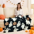 thumbnail image 4 of Halloween Throw Blanket - Flannel Ghost Pumpkin Bed Cover Seasonal Decor Gift for Horror Movie Fans Cozy Accent(A), 4 of 8