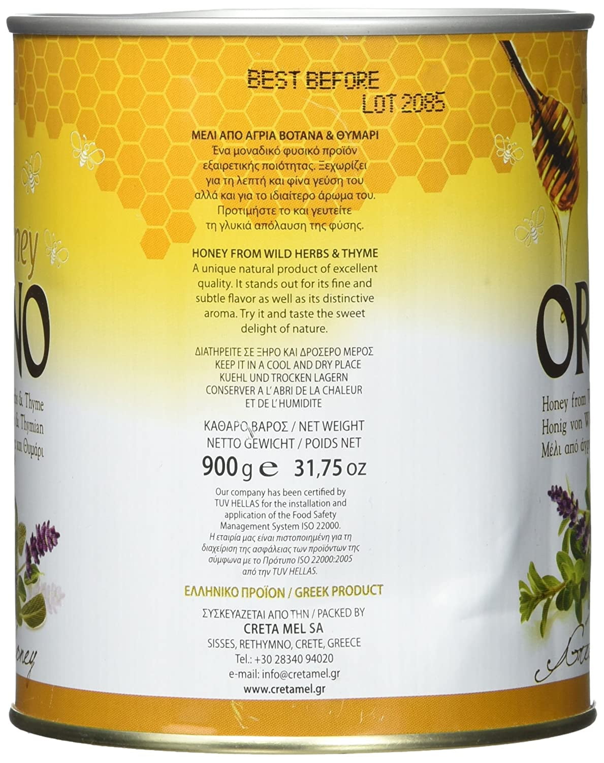 Honey with Thyme, Orino, 900g can