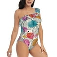 thumbnail image 3 of Wukai Easter Egg Chic One Shoulder Swimwear with Ruffle Design and Tummy Control Skirt: Fashionable, Supportive, Comfortable for Beach-Large, 3 of 7