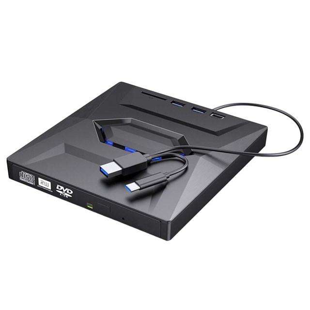 Grabadora de unidad de computadora, unidad de DVD externa Unidades ópticas portátiles Plug and Play, USB 3.0, tipo C, grabadora de DVD Rw de dos puert