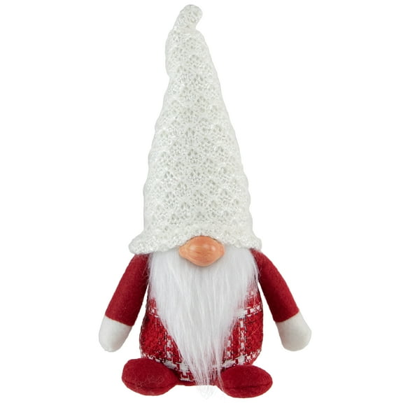 Northlight Plaid Boy Gnome Christmas Figurine - 9.5" - Red and White