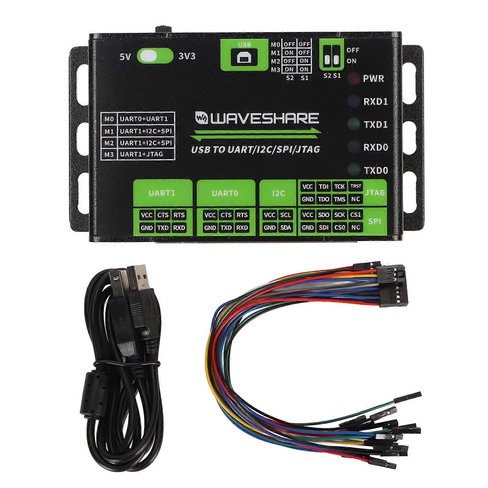 Waveshare USB to UART Debugger Module for Raspberry Pi 5, Type-A Port, Onboard UART Connector, Supports Multiple Connection Methods/Multi-System Linux, Android, Windows 7/8/8.1/10/11,etc