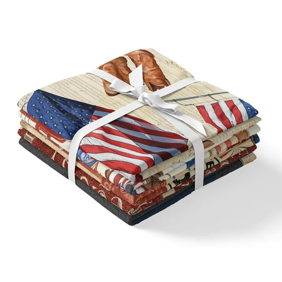 David Textiles 21" x 18" Cotton Americana Fat Quarter Precut Bundle, 5 Pieces