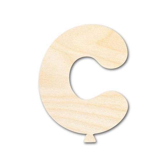 Unfinished Wood Balloon Letter C Shape 3" / 1/4"