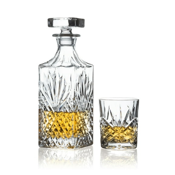 Brilliant - Ashford Lead Free Crystal 5 Piece Whisky Set - Whisky Decanter and Whisky Glasses