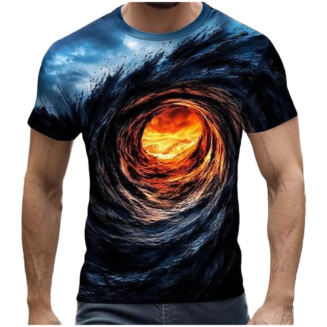 Camisetas de Verano para Hombres Camiseta de Cuello Redondo de Manga Corta Impresa Casual de Verano de los Hombres, Blusa de Uso Diario Elegante