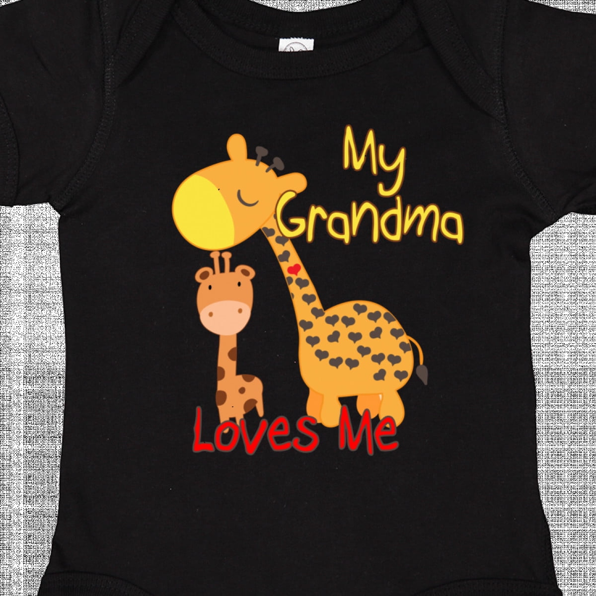 Inktastic My Grandma Loves Me Giraffe Boys or Girls Baby Bodysuit