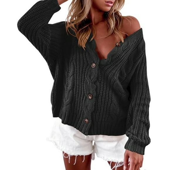 Wyzesi Trench Coat Women Costume Anime Women's Autumn And Winter Casual Knit Sweater Plus Size Hollow Knitted Button Sweater Coat Sports Coats For Women Casual Lightweight Womens Trench Coat Short