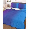 thumbnail image 3 of Quilts Twin-XL Size Bedding Set, Purple Blue Ombre Lightweight Quilted Comforter, Modern Color Gradient Striped Soft Reversible Bedspread Coverlet with Pillow Covers for All Season, 68" x 98", 3 of 7