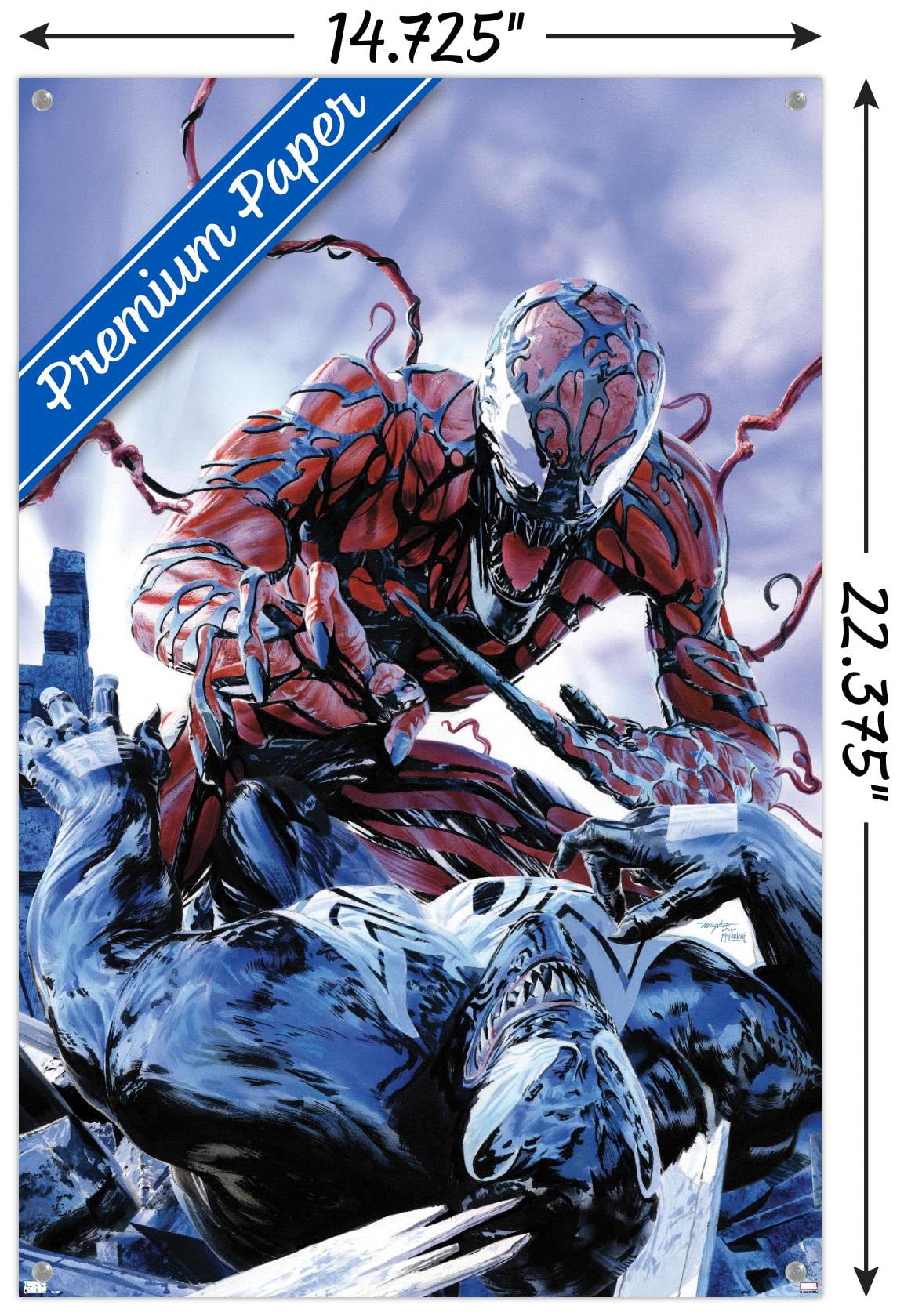 Marvel Comics - Carnage - Battle with Venom Wall Poster with Push Pins, 14.725" x 22.375"