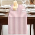 thumbnail image 3 of Pink Striped 90 Inch Table Runner, Modern Simple Farmhouse Beige Vintage Farmhouse Dresser Scarf Cotton & Linen Tablerunner for Dining/Kitchen Island/Holiday Party Décor 13" x 90", 3 of 9