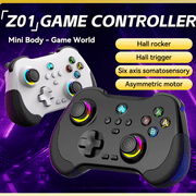 Wireless Game Controller for Switch/Xbox/PS3/PS4/Android/iOS MFi/PC/Steam, Programmable, with RGB, Hall Effect Joystick, Dual Motor Vibration and Turbo Function-Black