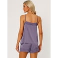 thumbnail image 3 of DARING DIVA Women's V Neck Satin Lace Trim Pajama Sets XS Gray Purple, 3 of 5