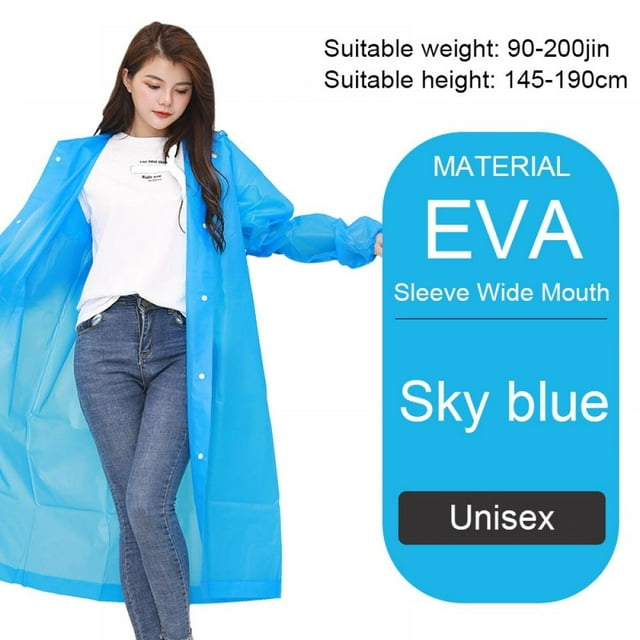 Imperméable EVA Poncho de Pluie Réutilisable Unisexe Hommes Femmes Long Vêtement de Pluie