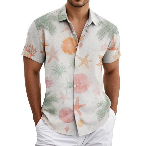 Mens Shirt Floral Button Up Shirts Short Sleeve Tropical Beach Shirt Casual Summer Vacation Collared Hawaiian T shirts Top