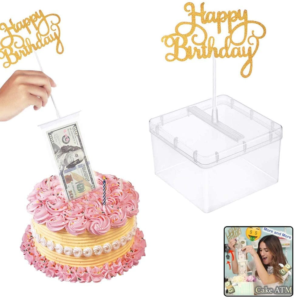 LIOOBO 4 Sets Cake Money Box Money Pulling Cake Making Mold Reusable Money Pulling Box for Birthday Party Supplies 