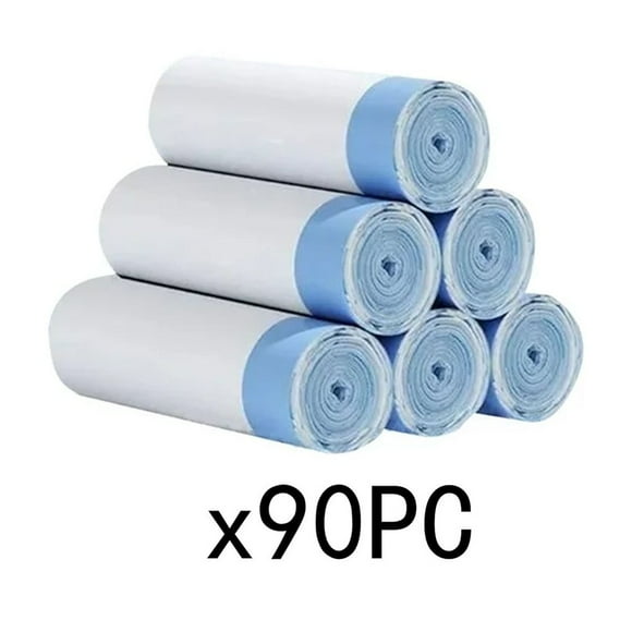 QJUHUNG Clearance Items 90 Count Cat Drawstring Litter Box Liners 45*50 Cm 2Mils Super Thick White Cat Litter Waste Bags Poop Bags for The Litter Robot Cat Litter Pan Trays(Blue Drawstri