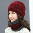 thumbnail image 3 of 2Pcs/Set Women Hat Scarf Warm Neck Thicken Knitted Winter Hat Face Cover for Outdoor, 3 of 8