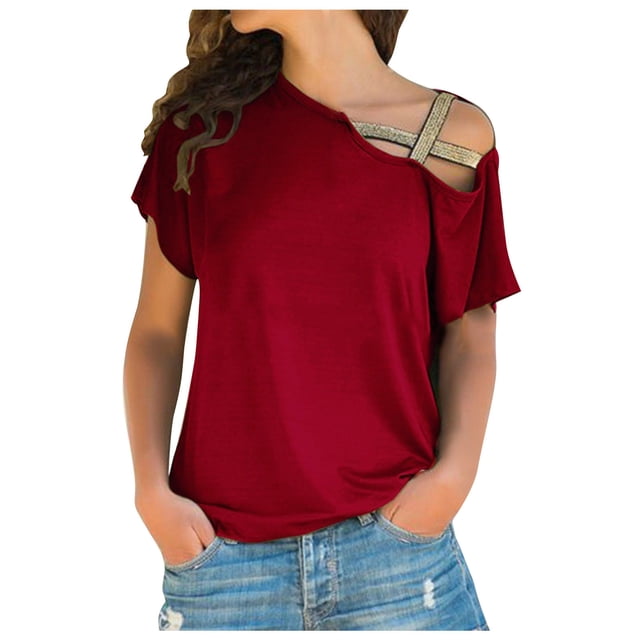 Birdeem Womens Spring and Summer Solid Breast-Feeding Pregnant Woman Casual Shoulder Cross Irregularity Blouse