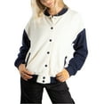 thumbnail image 5 of Jess By Meiko Women's Classic Color Blocked Long Sleeves Snap Button Varsity Jacket XL Beige, 5 of 6