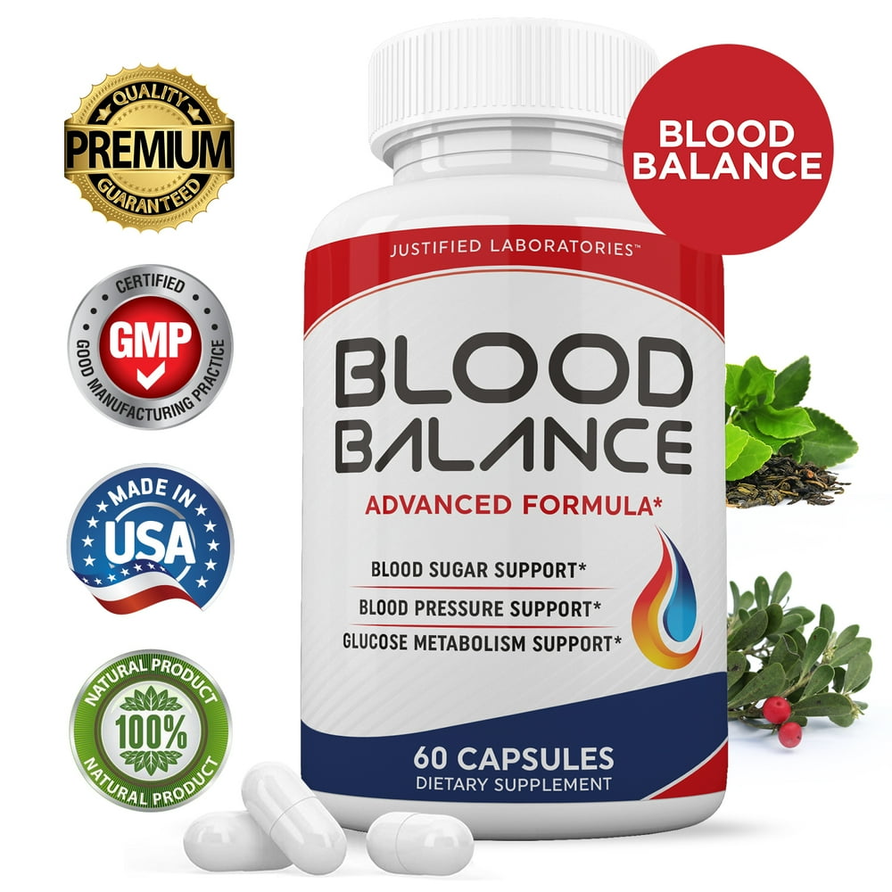 Blood Balance Advanced Formula All Natural Blood Pressure Sugar Support Supplement Pills 60