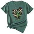 thumbnail image 2 of Anbech Heart Printed T-Shirt for Women Casual Leopard Graphic Heart Cactus Junior Girls Short Sleeve Tee Tops with Crew Neck, 2 of 3