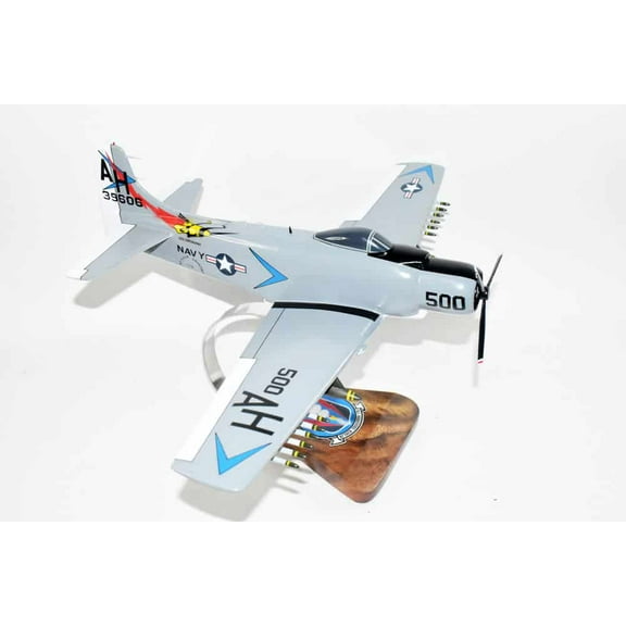 VA-176 Thunderbolts A-1H Spad Model, AD6  Navy, 1/33 Scale Model, Mahogany