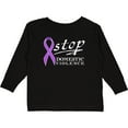 thumbnail image 3 of Inktastic Stop Domestic Violence-purple ribbon Boys or Girls Long Sleeve Toddler T-Shirt, 3 of 5
