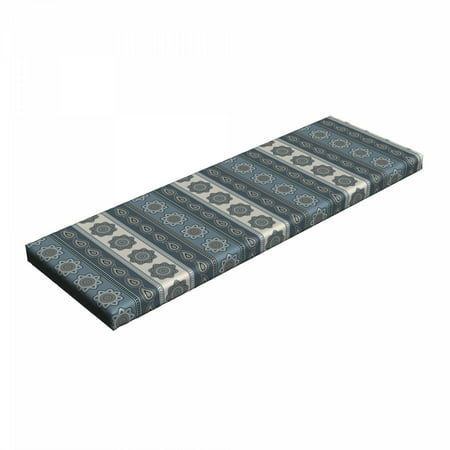 

Mandala Bench Pad Paisley and Round Motifs South Inspirations Native Culture HR Foam Cushion with Decorative Fabric Cover 45 x 15 x 2 Grey Tan Beige by Ambesonne