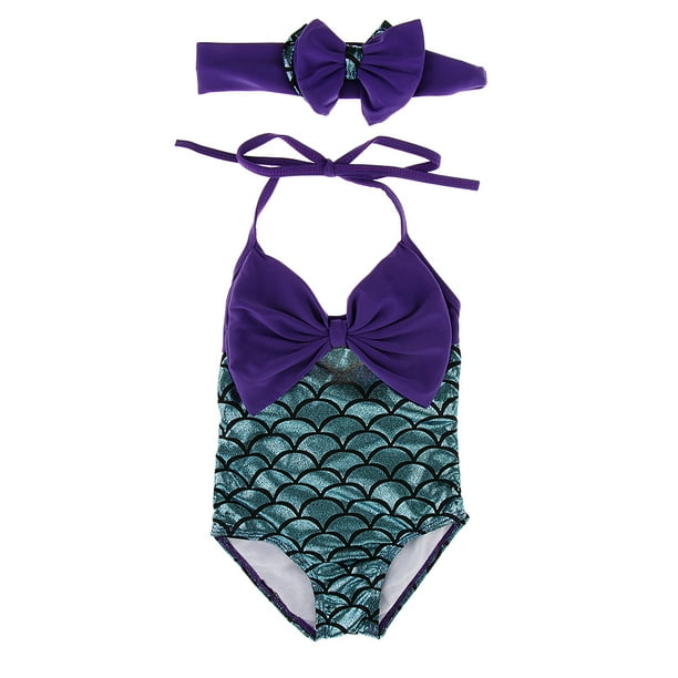 bañador de traje de baño de una pieza de sirena linda niñas con diadema s Sunnimix traje de baño de una pieza de las muchachas