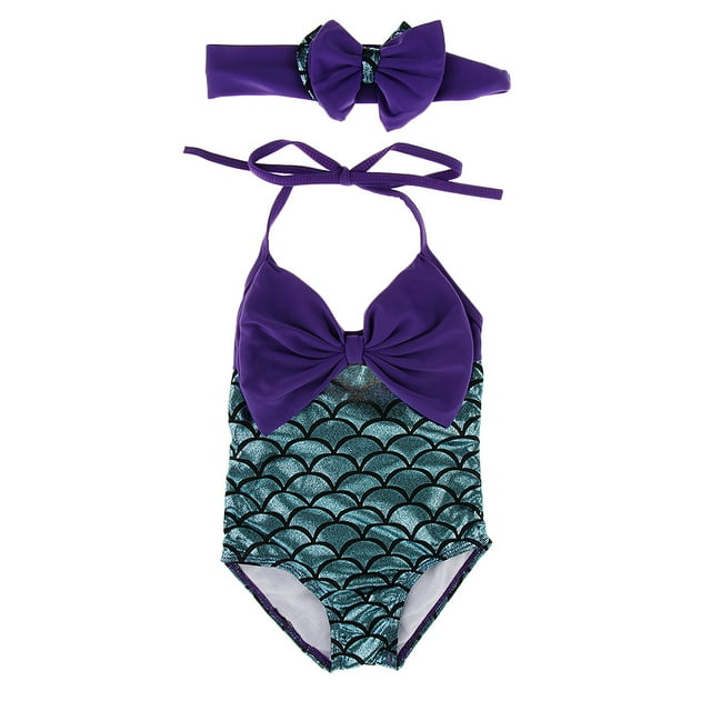 bañador de traje de baño de una pieza de sirena linda niñas con diadema s Sunnimix traje de baño de una pieza de las muchachas