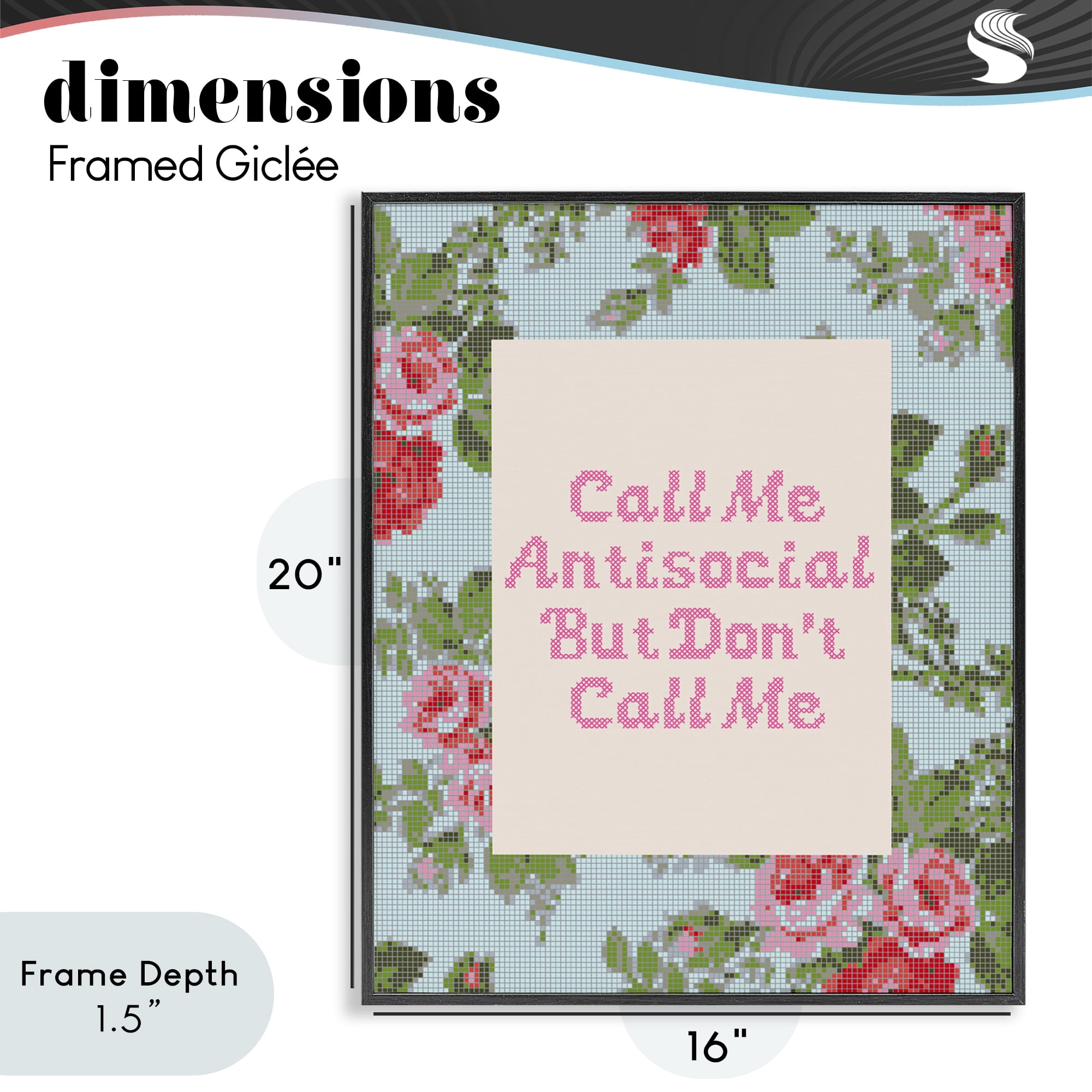 Stupell Industries Don't Call Me Vintage Florals Black Framed Giclee Art, design by Lil' Rue