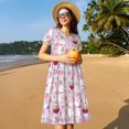 thumbnail image 4 of Defioc Easter Rabbit Pattern Womens Summer Dresses Short Sleeve Sundress 2025 Beach Vacation Dresses with Pockets -Small, 4 of 6