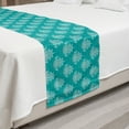 thumbnail image 2 of Aqua Damask Bed Runner, Lotus Flower Mandala Inspired Lace Look Rhythmic Print, Decorative Accent Bedding Scarf for Hotels Homes and Guestrooms, King, Dark Seafoam White, by Ambesonne, 2 of 2