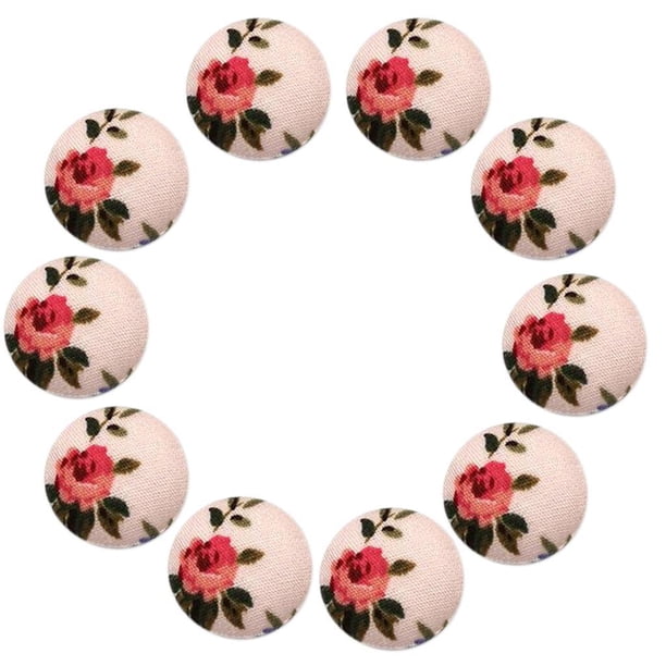 10 piezas de botones cubiertos de tela, botones de vástago de 2 cm botón de tela con motivos florales para coser usted mismo artesanías artesanías cos Estilo 6 Soledad Botones cubiertos de tela