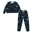 thumbnail image 4 of SCRAWLGOD Butterflies Pajamas Women Pjs Set Long Sleeve Sleepwear for Women Clothing Drawstring 2 Piece Pj Set for Women Fall Size 2XL Comfy Women Lounge, 4 of 7