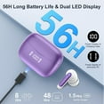 thumbnail image 4 of WeurGhy Bluetooth Wireless Earbuds Noise Cancelling for iPhone Android Sports Workout, 56H Playtime Waterproof LED Display in Ear Headphones, Purple, 4 of 7