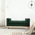 thumbnail image 2 of 53.5" Inch Elegant Upholstered Ottoman Bench, Ottoman with Wood Legs & Bolster Pillows for Entryway, Bedroom, Living Room,  Green, 2 of 6