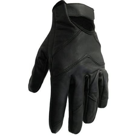 Street Riding Gloves - Fulmer Adult GP1 Black Leather Riding Glove Motorcycle Chopper V-Twin Bike