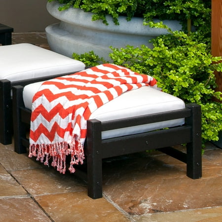 POLYWOOD Club Ottoman - Black / Birds Eye