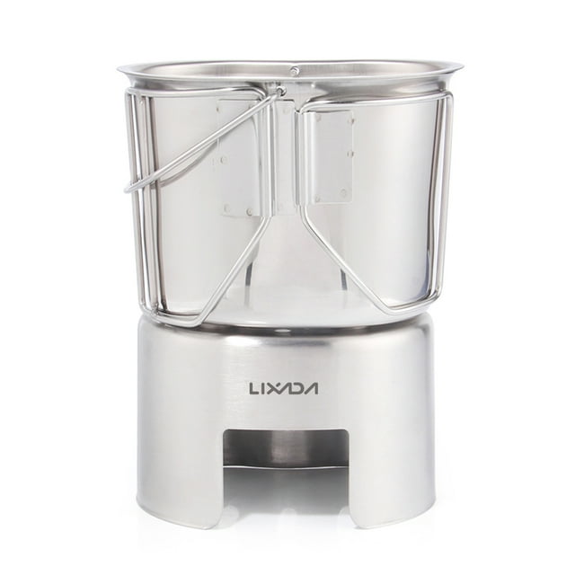 Lixada Camping Utensilios de cocina Acero inoxidable Cantimplora Taza Colgante Olla con