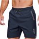thumbnail image 1 of Pantalones con Cremallera Bolsillos Hombres Cinco Cuartos de Longitud Color Sólido Cordón Cortos Casuales con Bolsillos, Movimiento Ocio Pantalones de Poliéster para Hombres Primavera Verano, 1 of 8