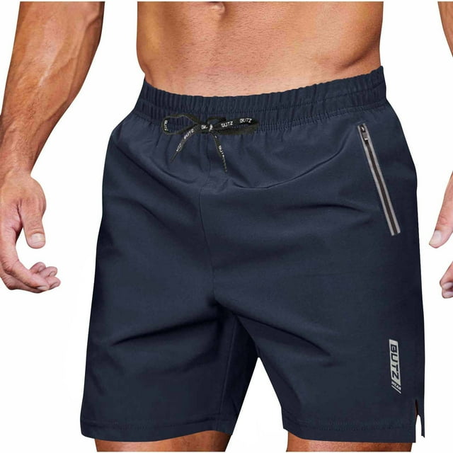 CHGBMOK Shorts Men Leisure Solid Color Draw Rope Pocket Zipper Motion Five Quarter Pants S on Clearance