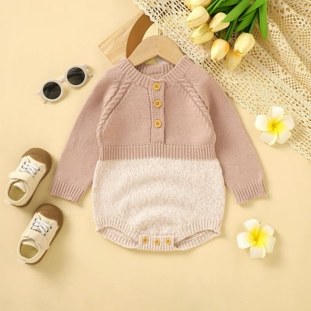

Vedolay Boy s Bodysuits Boys Long Sleeve Halter Romper Jumpsuit with Side Pockets Pink 6-9 Months