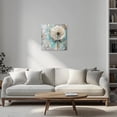 thumbnail image 3 of ZHONGYUTONG Teal Dandelion Canvas Wall Art Grey White Flower Pictures Print Rustic Neutral Floral Painting for Bathroom Decor Framed (24.00" x 24.00"), 3 of 5