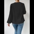 thumbnail image 4 of Blusas de Mujer con Cuello Vuelto, Larga, para Profesora, Oficina, Negocios, Elegantes, Informales Negro XXL, 4 of 5
